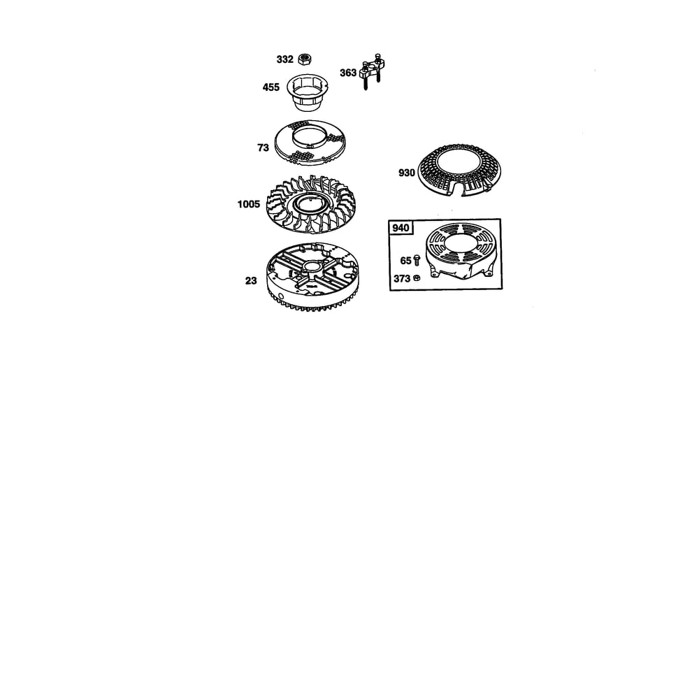 Flywheel Diagram and Parts List for 121602-0190  Briggs and Stratton Engine